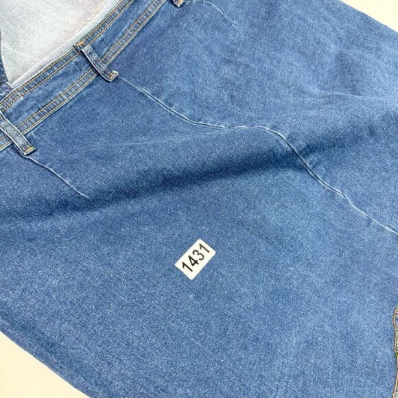 Agnes Orinda Pants Womens 2X Blue Dark-Wash Solid Distressed Denim Overall Jumpe - Picture 6 of 8